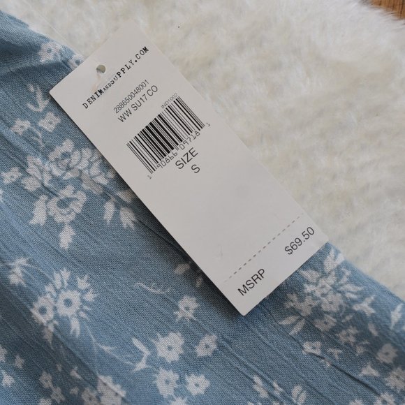 NEW! Denim & Supply Ralph Lauren Blue Floral Off The Shoulder Top Size Small - Picture 5 of 6